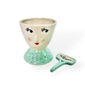 Studio M Ceramic Planter Flower Pot Beauty Face Succulent Hot Mess Stake